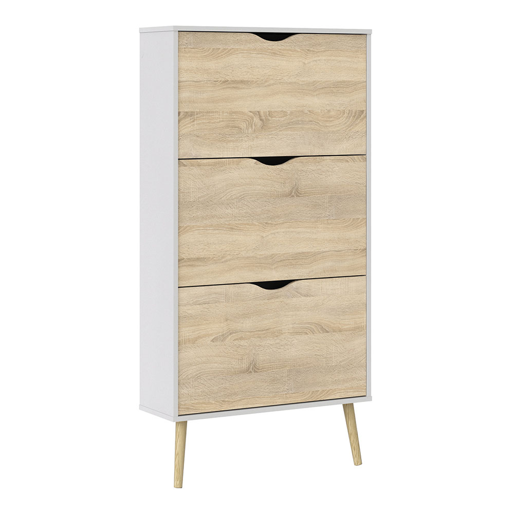 Oslo Shoe Cabinet 3 Drawers White and Oak